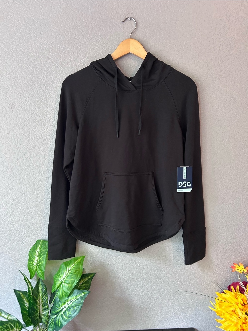 NWT DSG Black Women's Hooded Pullover Sweatshirt Size Small